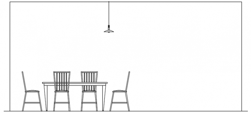 Autocad drawing of elevation of dining table and chairs