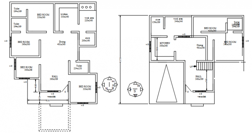 Autocad drawing of floor plans of a residential building