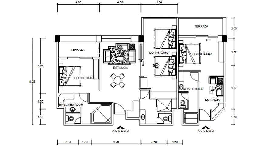 Autocad drawing of ground floor plan of a residential house