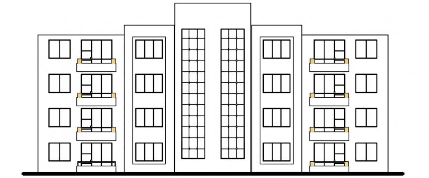 Autocad drawing of multi-family house front elevation