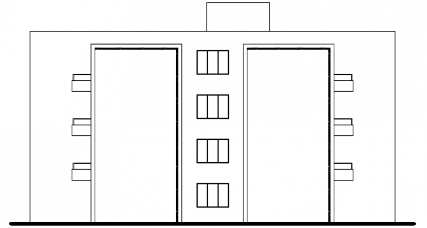 Autocad drawing of multi-family house lateral elevation