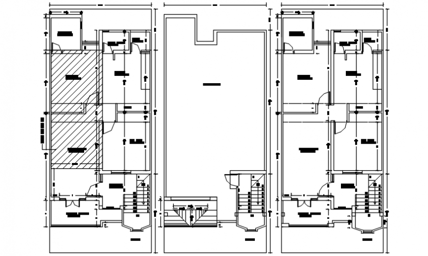 Autocad drawing of multi-floor house floor plans