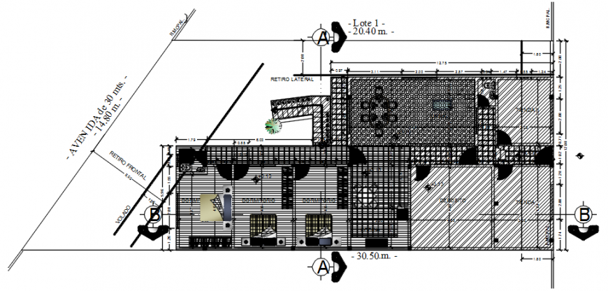 Autocad drawing of residential building floor plan
