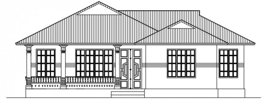 Autocad drawing of residential house elevation file