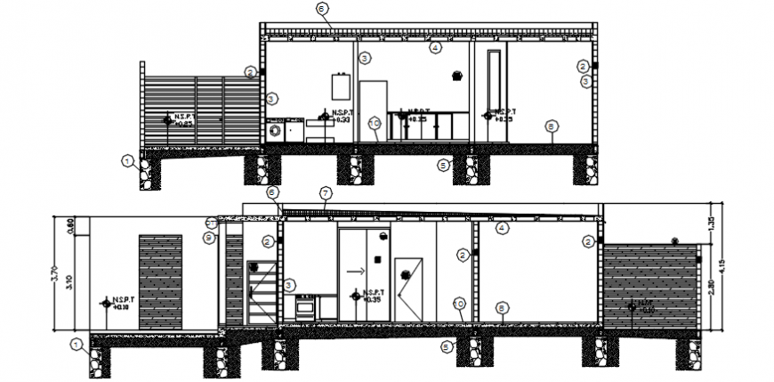 Autocad drawing of sections of a residential house