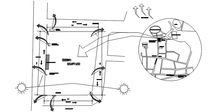Autocad drawing of site analysis plan showing key plan of site