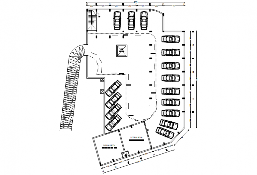 Autocad drawing of Thirur hotel basement plan