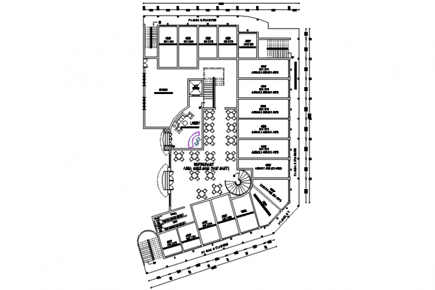 Autocad drawing of Thirur hotel ground floor plan