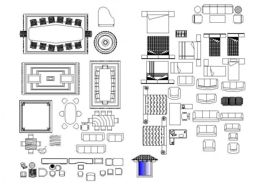 AutoCAD File of 2D Furniture Units Block for Design Use Download