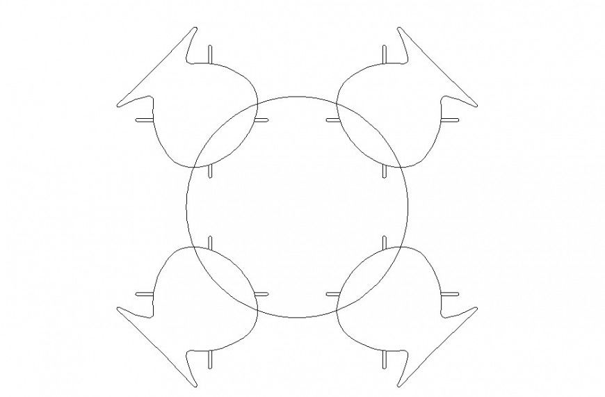 Autocad file of 4 seater round table