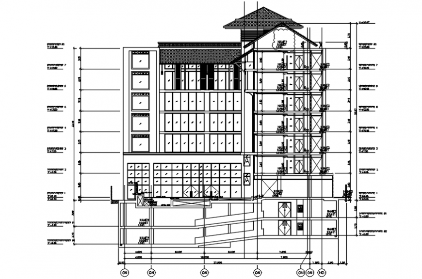 Hotel Section with Ramp and Stair Cabin DWG File