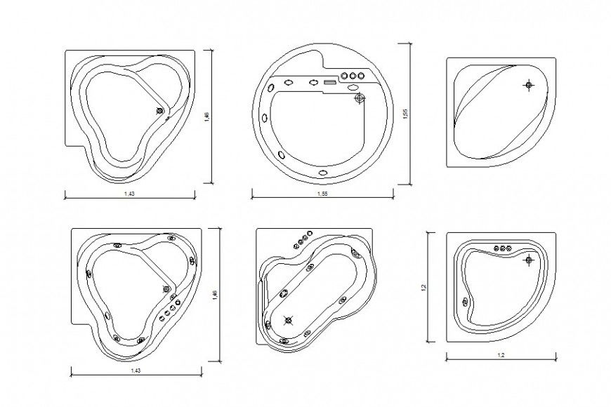 Autocad file of corner bathtubs block