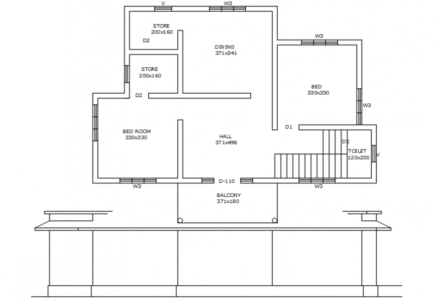 Autocad file of floor plan of a residence