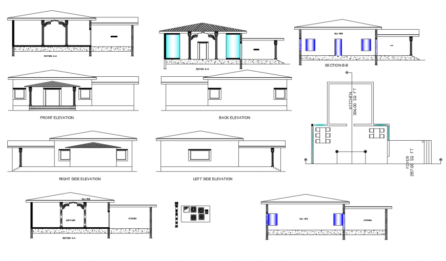 Autocad file of mini restaurant 2d details