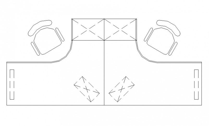 Autocad file of one side round office table 2d block