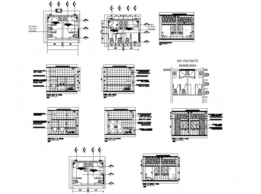 AUTOCAD FILE of restaurant bathroom 2d details