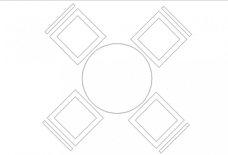 Autocad file of the round table with chair furniture block