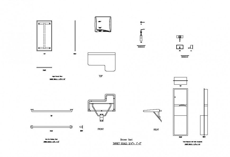 Autocad file of toilet accessories block