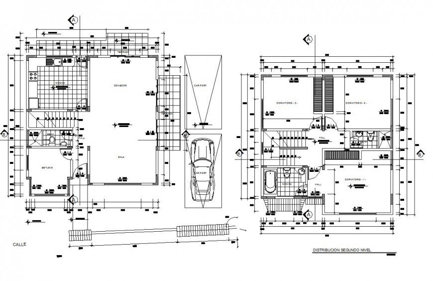 Autocad file of two-story house detail