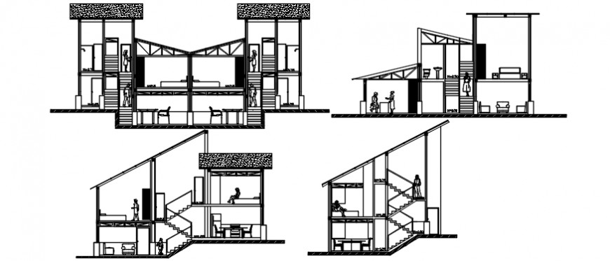 Autocad file of urban multi-floor housing sections