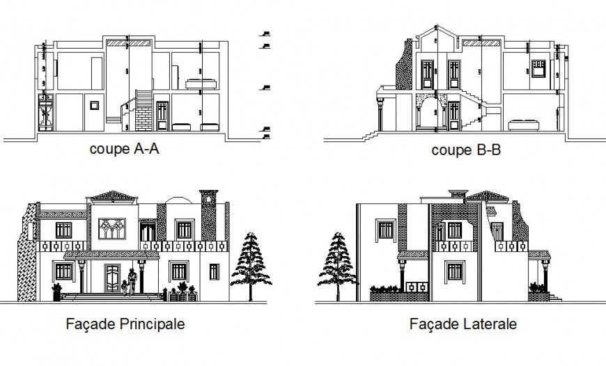 Autocad file of villa design 2d details