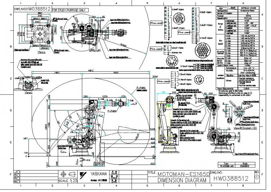 Automation machinery block detail 2d view layout file in autocad format