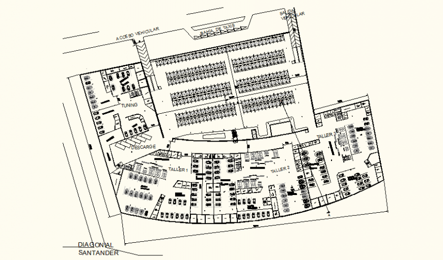 Automobile sales complex detail elevation and plan layout file