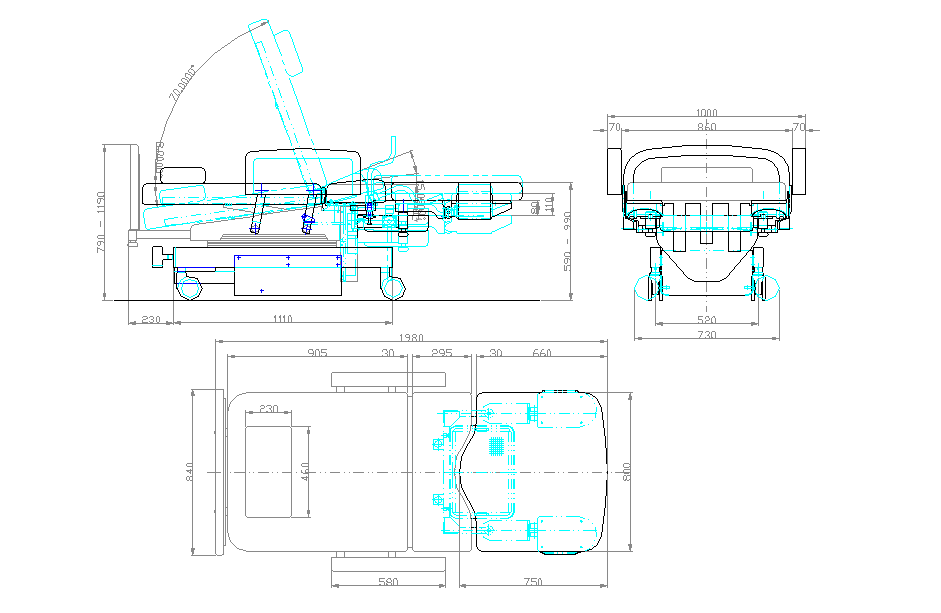 Stretcher Chair CAD Drawing for Medical Room and Hospital Furniture
