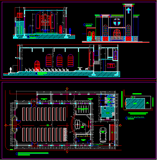 Church DWG Design with Architectural Plan Section and Elevation