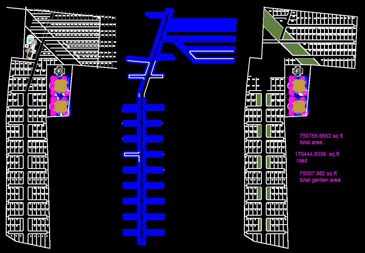 Town Plan CAD Drawing with Society Layout and Zoning Details
