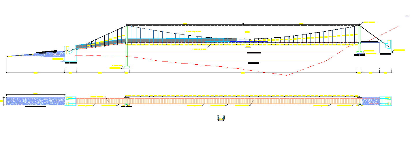 Bridge Design Detail DWG with Elevation and Structural Layout