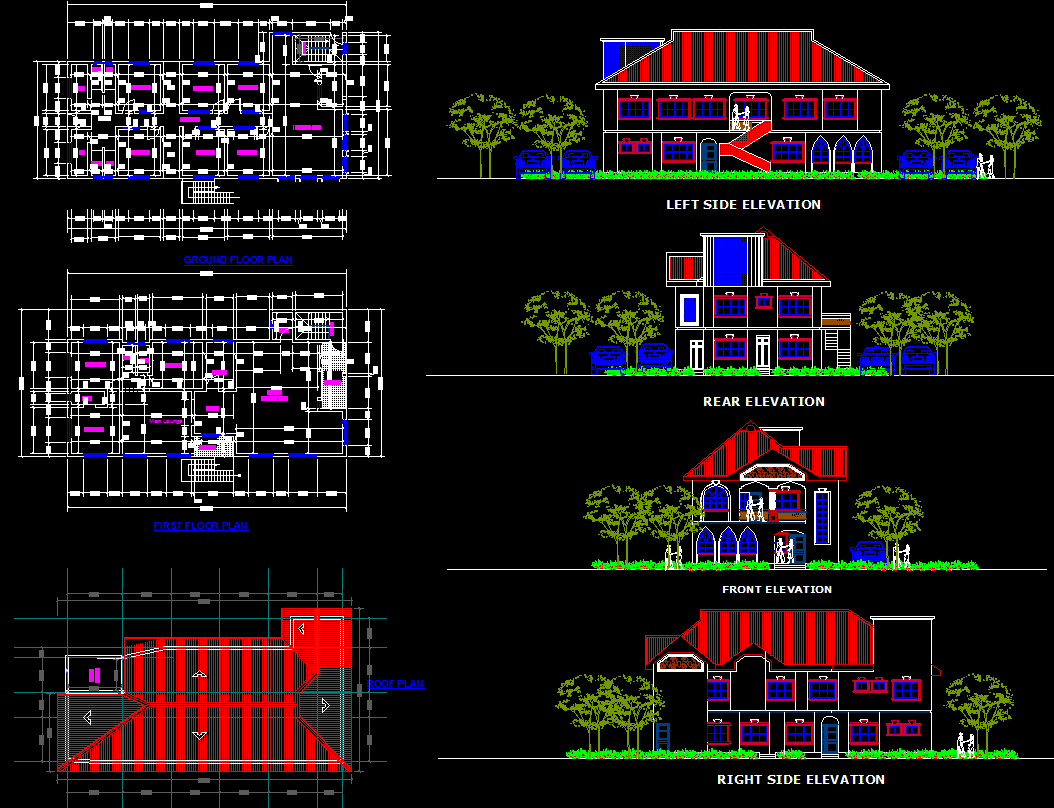 House Layout AutoCAD File with Detailed Architectural Floor Drawings