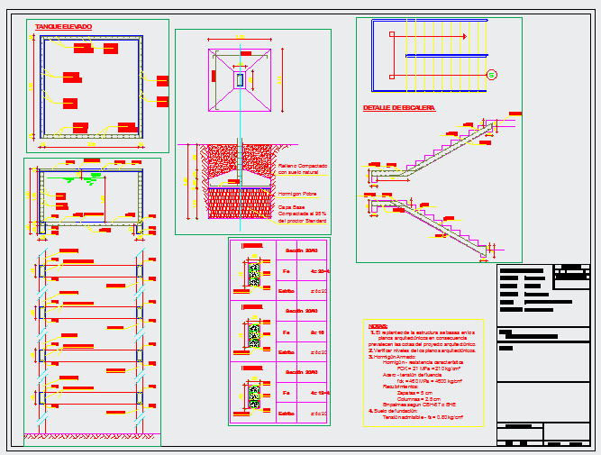 High tank and stairs detail drawing