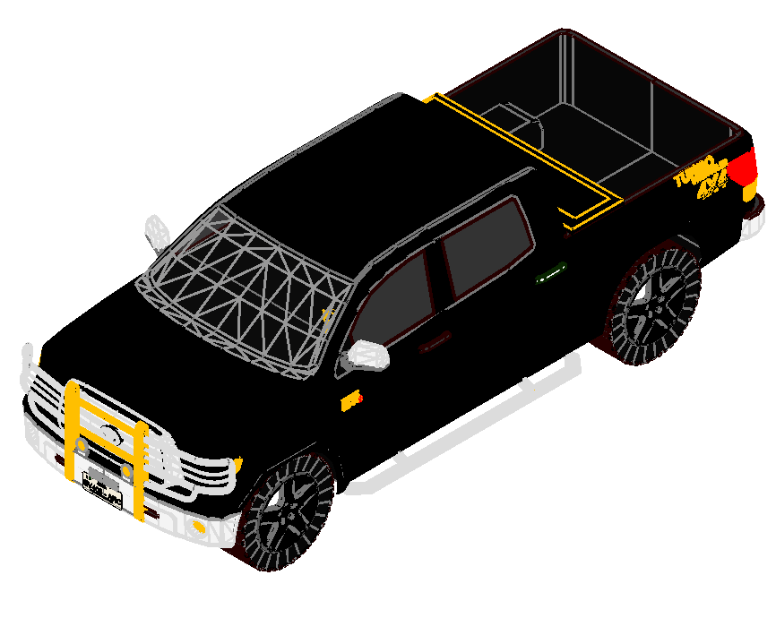 3D Pick-up Jeep CAD Drawing with Rendered Views for AutoCAD DWG file