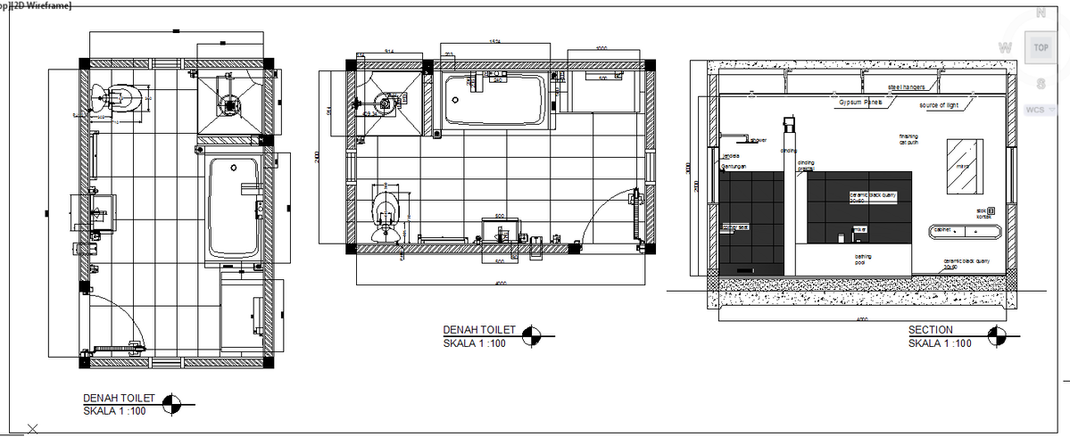 Bathroom Detail Drawing with Layout Section and Accurate Measurements