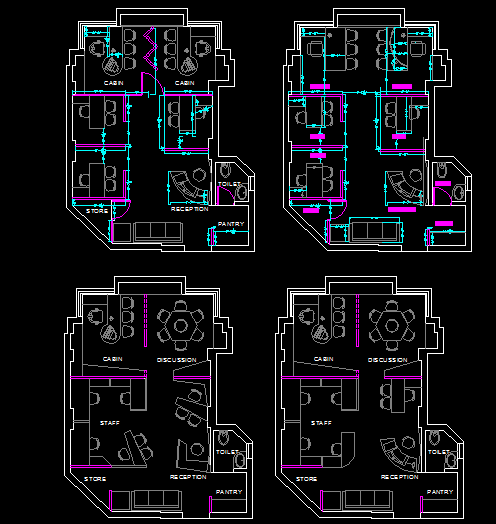 Office Interior CAD DWG for Architectural and Furniture Design Layouts