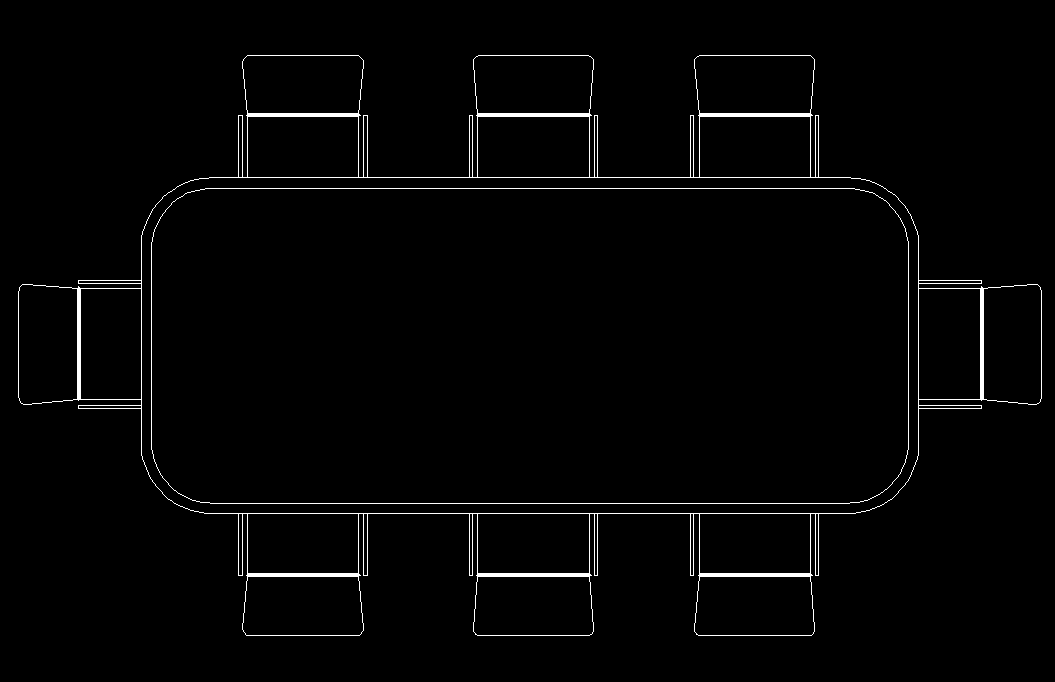 2D Dining Table CAD Block Layout with 8 Seater Furniture Design
