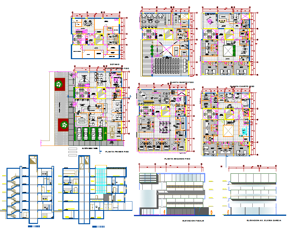 Modern Clinic Design DWG with AutoCAD Layout and Elevation Plan