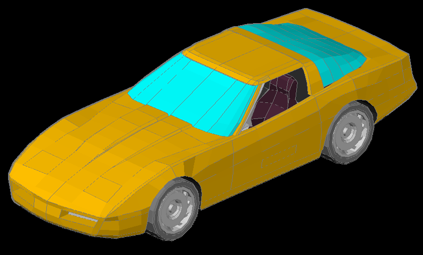 3D Corvette CAD Drawing File Showing Complete Car Design Layout
