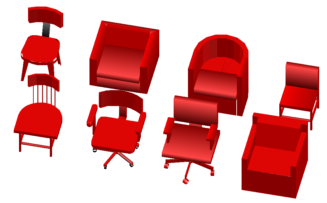 Modern 3D chair models in DWG format for professional interior design