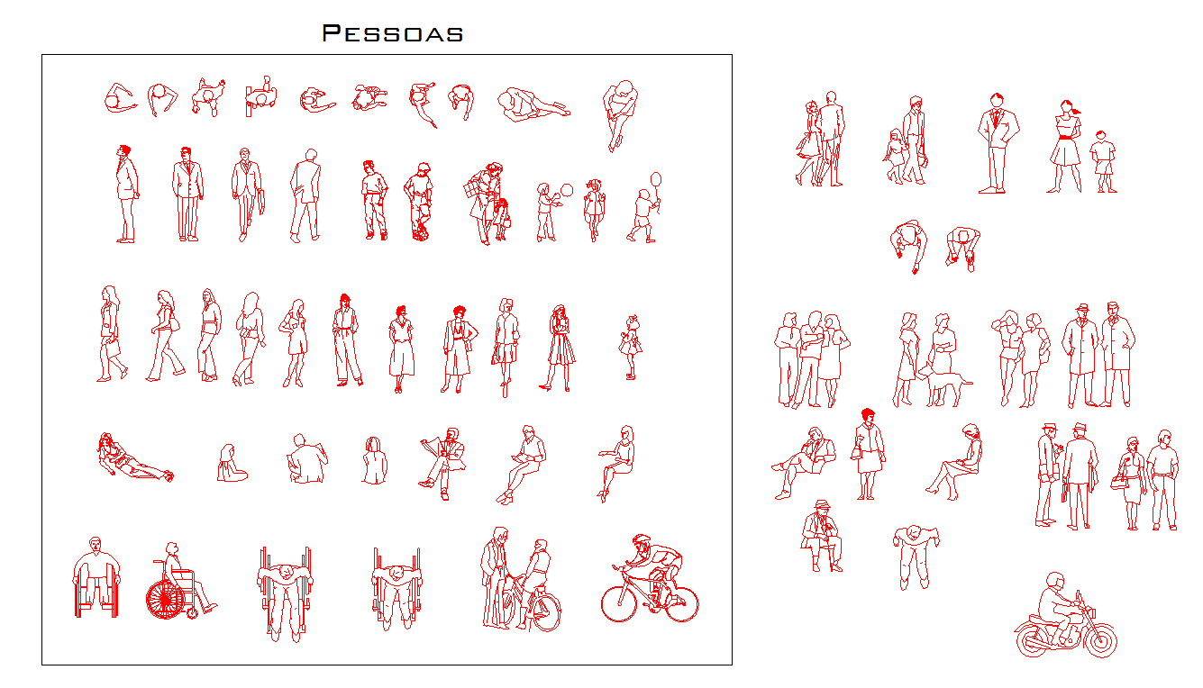 Human Body CAD Drawing 2D Figures for Architectural Layouts Plans