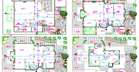 Villa Plan 2D AutoCAD Drawing with Detailed Floor Layout and Dimension