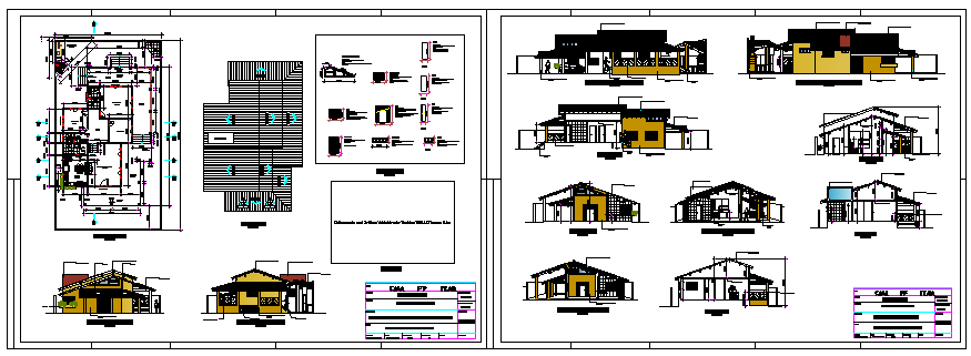 Architectural bungalow design drawing