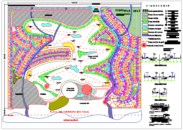 Golf course with villas design drawing