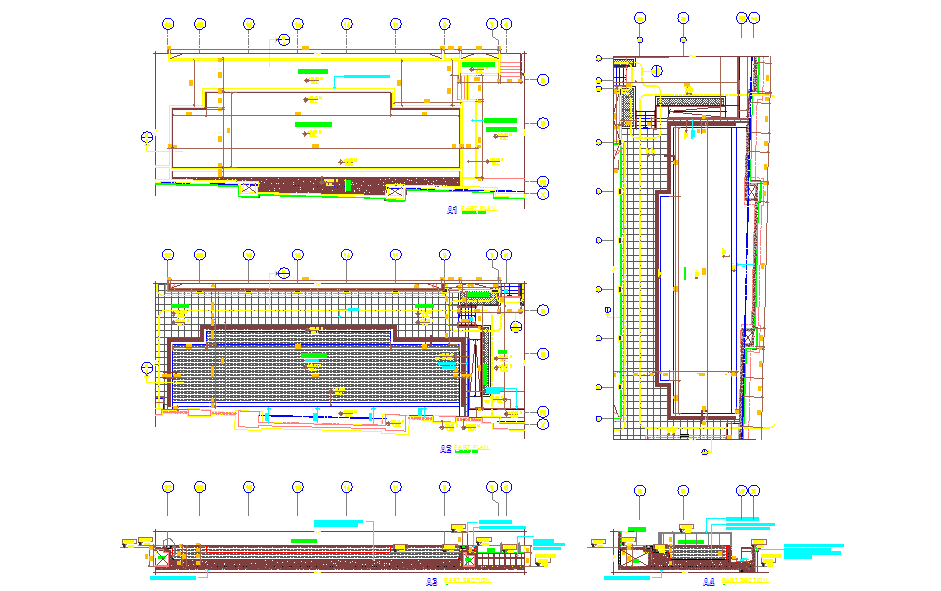 Swimming Pool Design Detail with Structural Plan and Section DWG