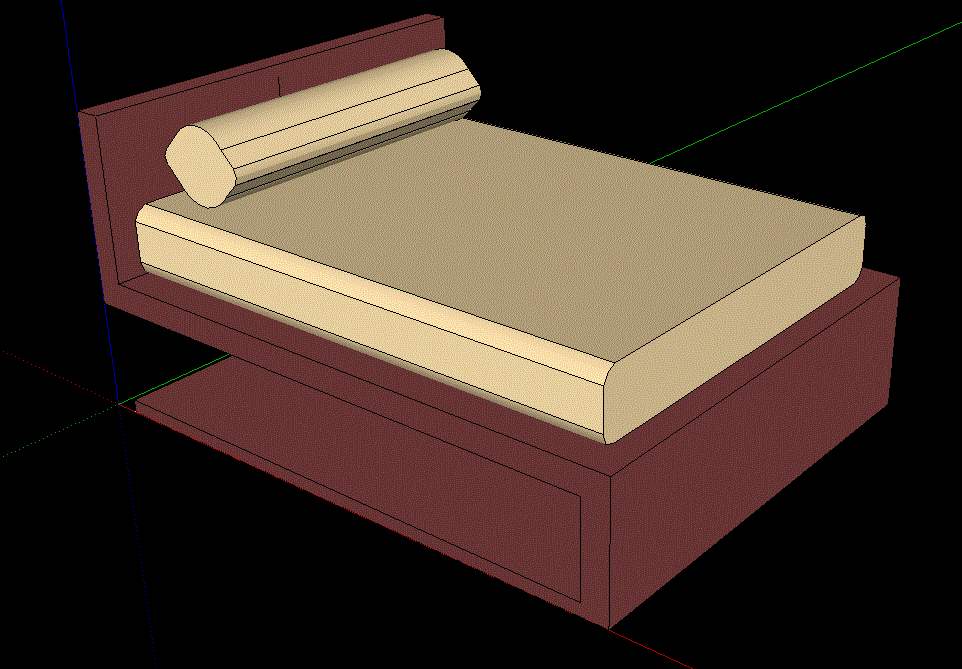 3D Double Bed CAD Drawing File in DWG Format for Furniture Design