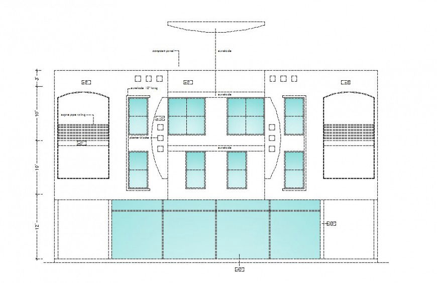 Back elevation drawing details of residential one family house building dwg file