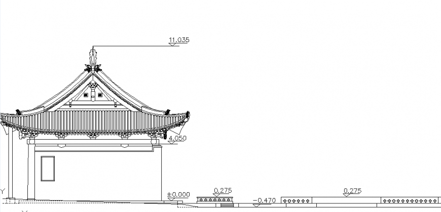 Back elevation temple court layout file
