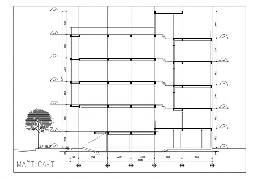 Back side constructive sectional drawing details of office building dwg file