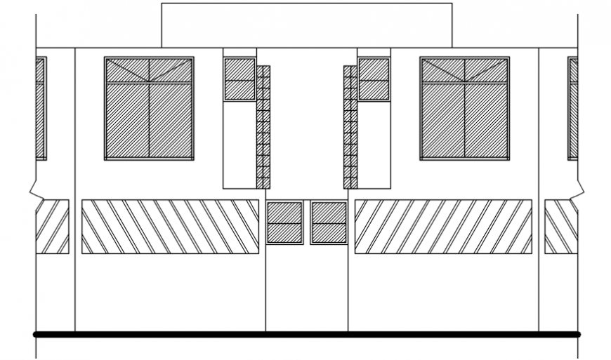 Back side elevation drawing details of residential house dwg file